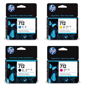 Volledige set inkt HP 712 inktcartridges voor HP Designjet
